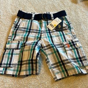 US Polo Boys Checked print Shorts Size 6 adjustable waste NWT